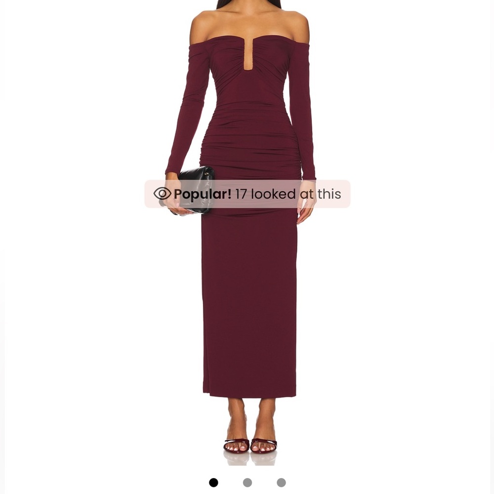 x REVOLVE Raelynn Slinky Midi Dress in Mulberry Wine